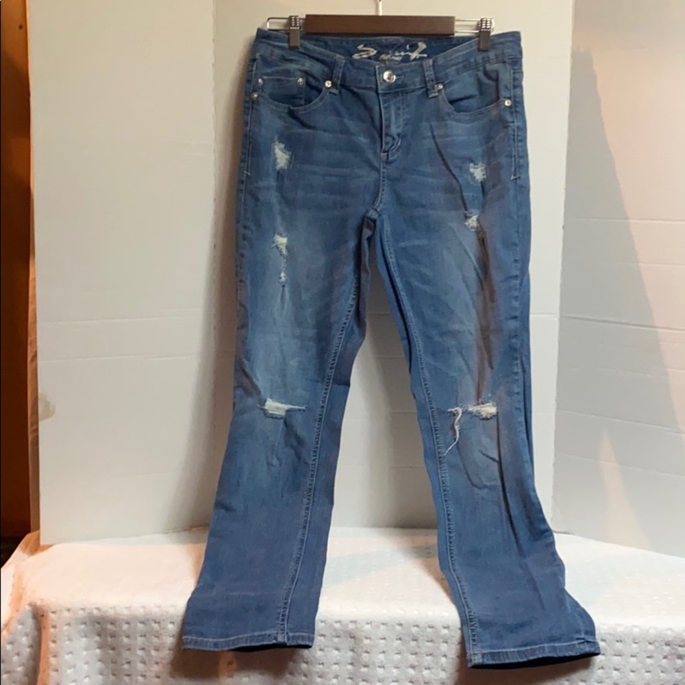 Seven 7 Jeans  Slim Straight Distress Jeans